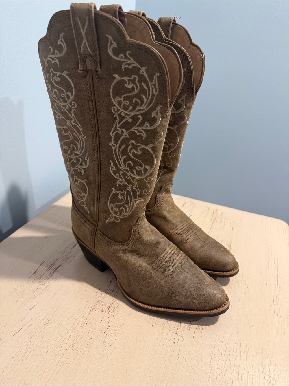 Twisted X Taupe Embroidered Western Heeled Boots